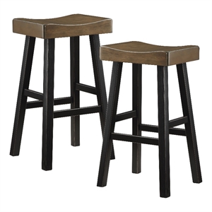 Lexicon Caspian Solid Wood 29&quot Stool in 2-Tone Finish (Black and Brown)