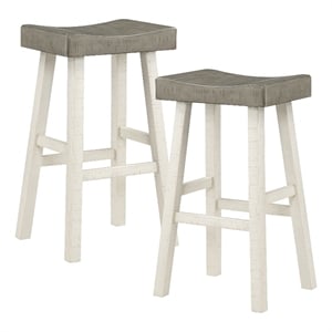 Lexicon Caspian Solid Wood 29&quot Stool in 2-Tone Color Finish (White and Coffee)