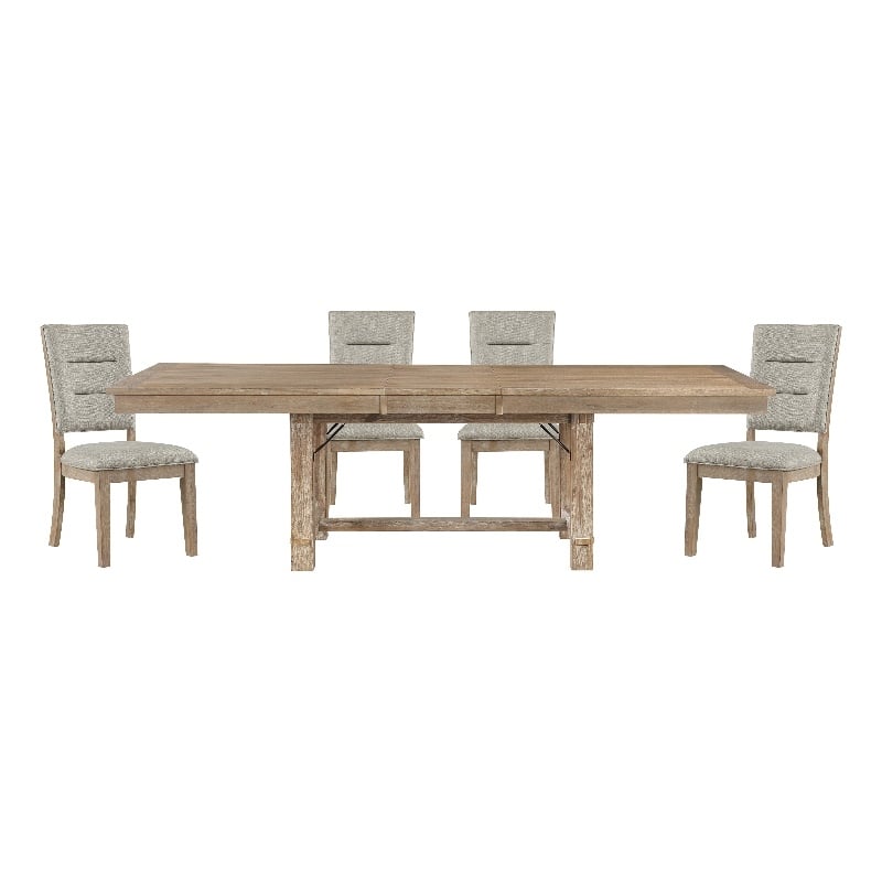 Lexicon Aberdeen 5-Piece Wood and Fabric Dining Set in Light Oak/ Beige