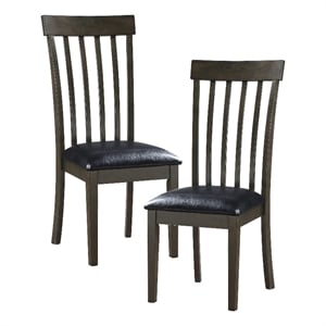 Lexicon Rutland Faux Leather Dining Room Side Chair in Black (Set of 2)