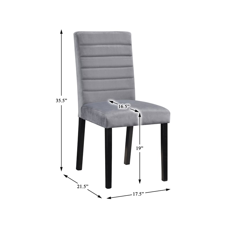 Lexicon Andreas Wood and Velvet Upholstery Dining Side Chair in Gray (Set of 2)