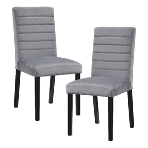 Lexicon Andreas Wood and Velvet Upholstery Dining Side Chair in Gray (Set of 2)