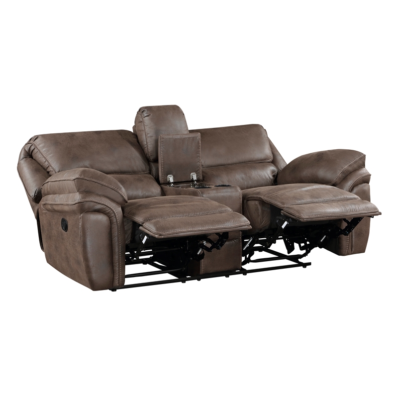 Lexicon Proctor 2-Piece Microfiber Upholstery Manual Reclining Sofa Set in Brown