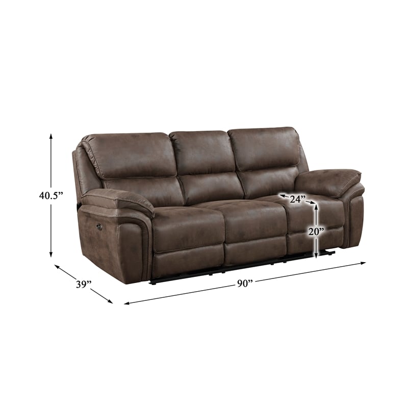 Lexicon Proctor 2-Piece Microfiber Upholstery Power Reclining Sofa Set in Brown