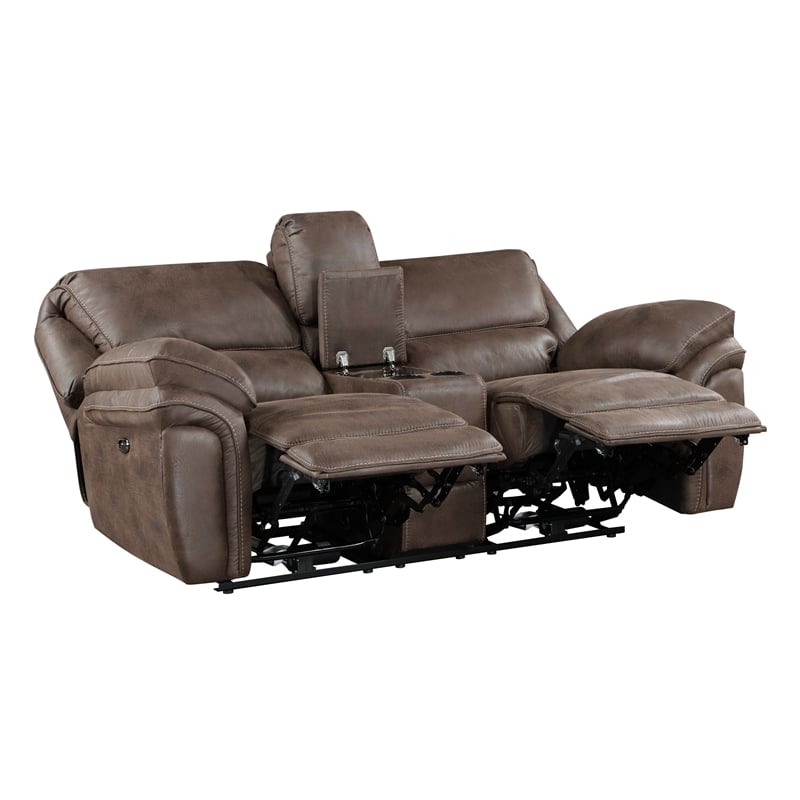 Lexicon Proctor 2-Piece Microfiber Upholstery Power Reclining Sofa Set in Brown