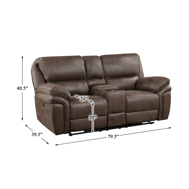 Lexicon Proctor 2-Piece Microfiber Upholstery Power Reclining Sofa Set in Brown