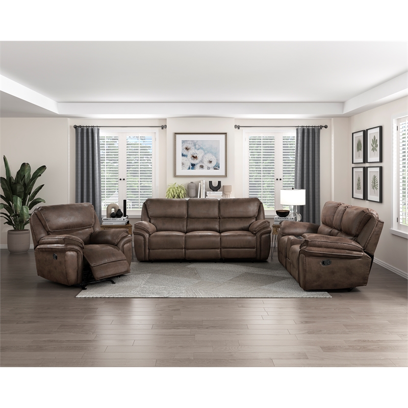 Lexicon Proctor Microfiber Manual Rocker Reclining Chair in Brown