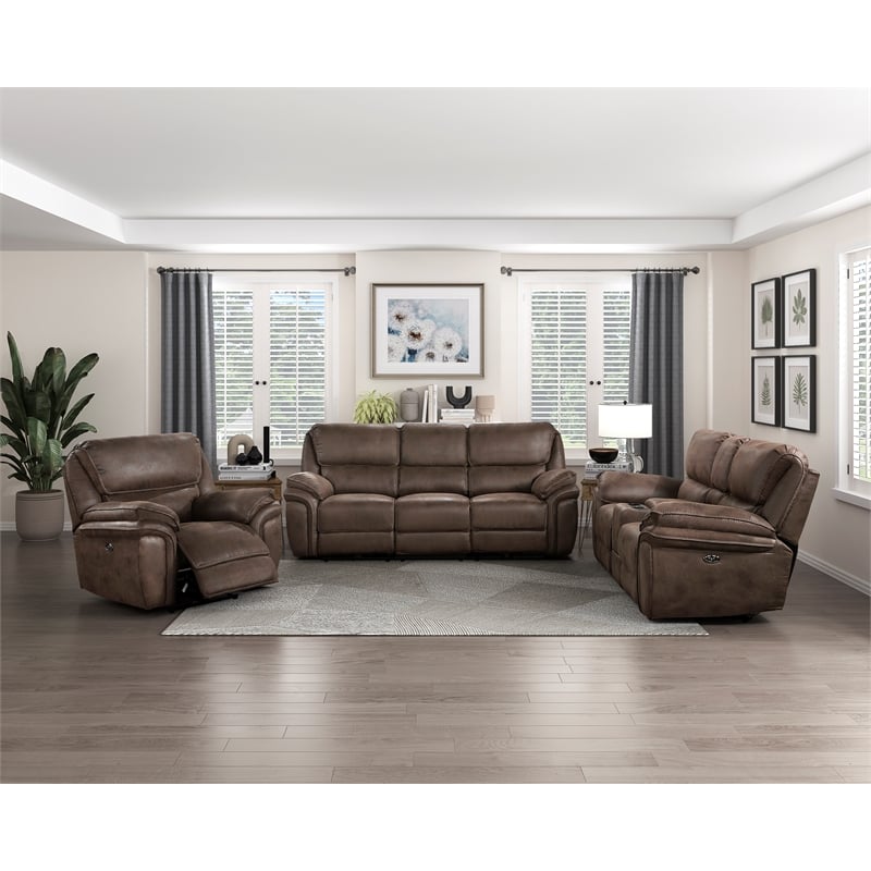 Lexicon Proctor Microfiber Power Reclining Chair in Brown