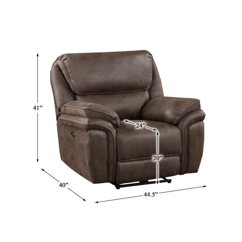 Lexicon Proctor Microfiber Power Reclining Chair in Brown