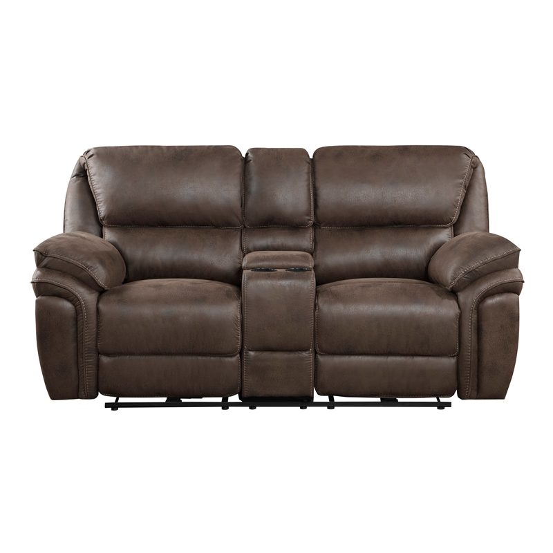 Lexicon Proctor Microfiber Power Double Reclining Love Seat in Brown