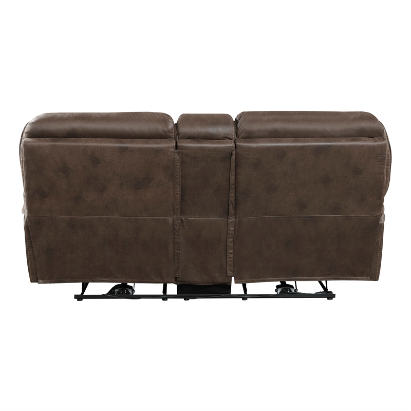 Lexicon Proctor Microfiber Power Double Reclining Love Seat in Brown