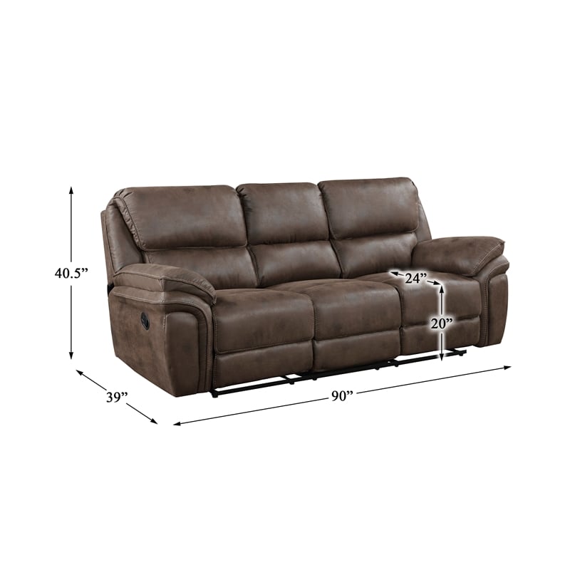 Lexicon Proctor Microfiber Manual Double Reclining Sofa in Brown