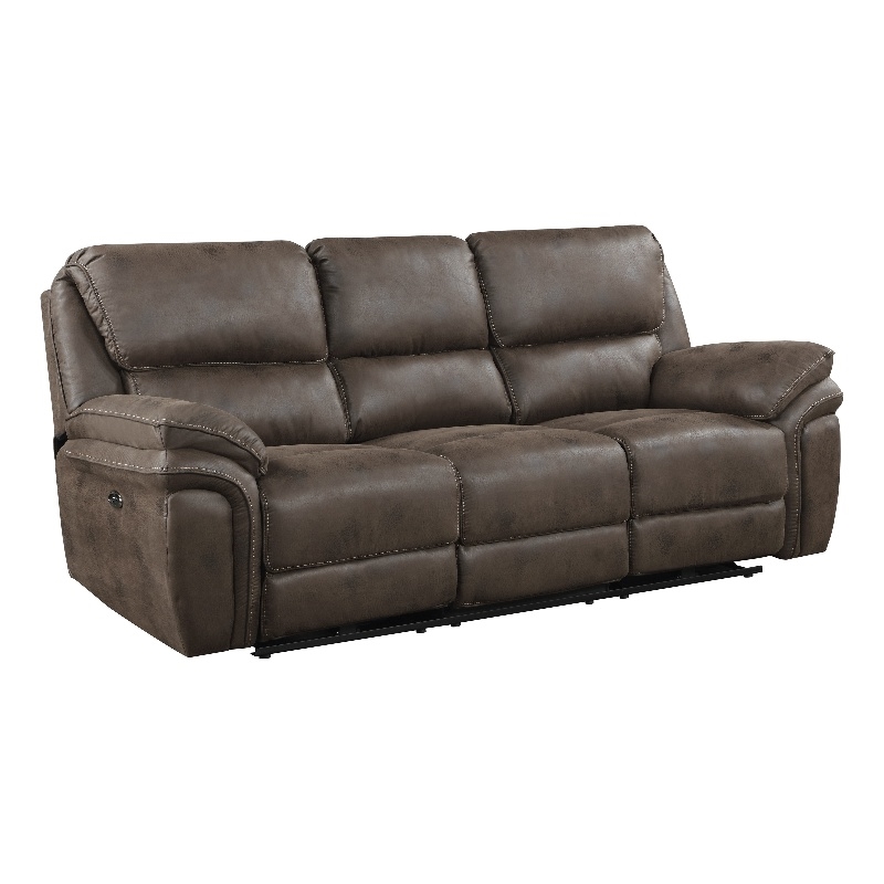 Lexicon Proctor Microfiber Power Double Reclining Sofa in Brown