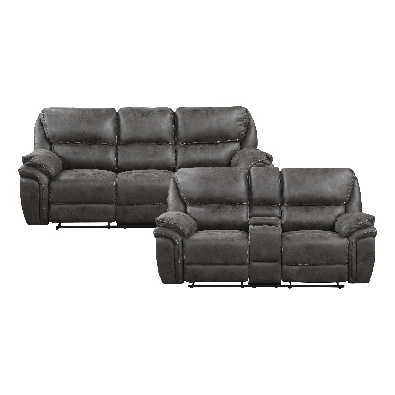 Lexicon Proctor 2-Piece Microfiber Manual Reclining Sofa Set in Gray