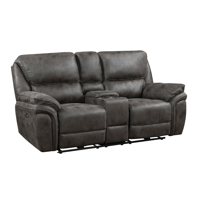 Lexicon Proctor 2-Piece Microfiber Power Reclining Sofa Set in Gray