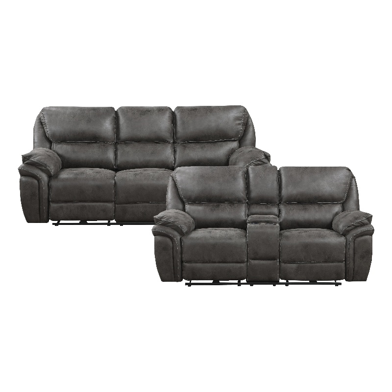 Lexicon Proctor 2-Piece Microfiber Power Reclining Sofa Set in Gray
