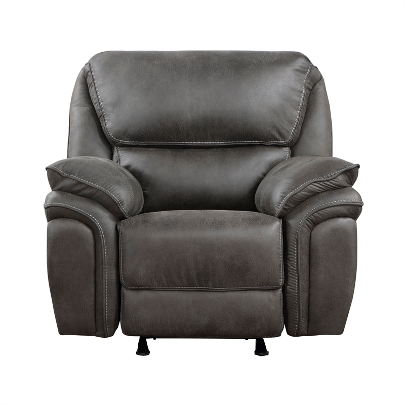 Lexicon Proctor Microfiber Manual Rocker Reclining Chair in Gray
