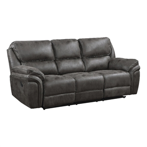 Lexicon Proctor Microfiber Manual Double Reclining Sofa in Gray