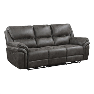 Lexicon Proctor Microfiber Power Double Reclining Sofa in Gray