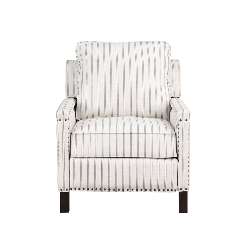 Lexicon Landrum Fabric Upholstery Reclining Chair in Beige & Gray Striped