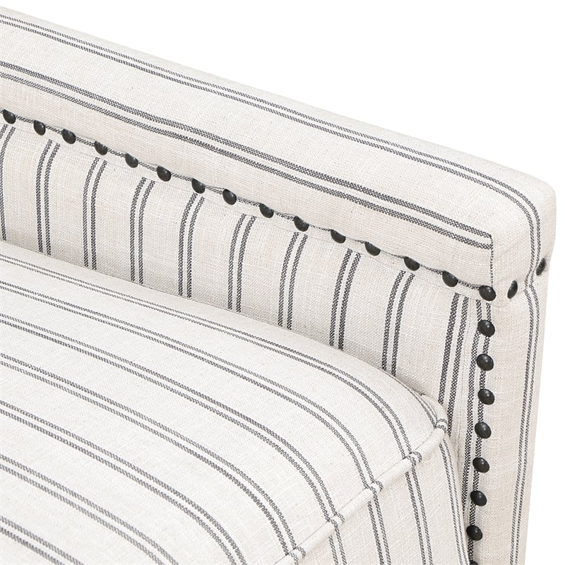 Lexicon Landrum Fabric Upholstery Reclining Chair in Beige & Gray Striped