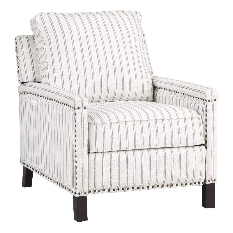 Lexicon Landrum Fabric Upholstery Reclining Chair in Beige & Gray Striped