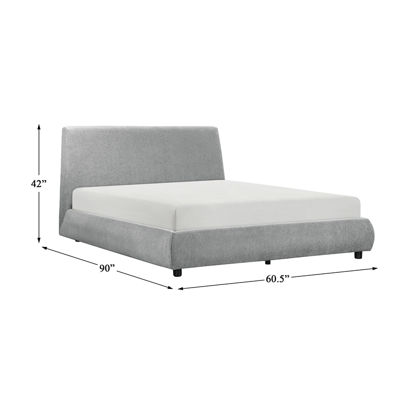 Lexicon Alford Chenille Upholstery Full Platform Bed in Gray