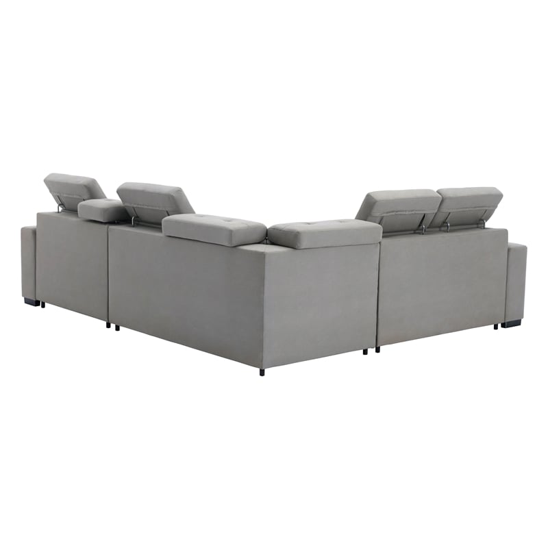 Lexicon Farrah Polished Microfiber 3-Piece Sofa with Pull-out bed in Light Gray
