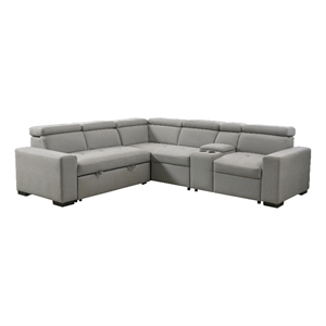 Lexicon Farrah Polished Microfiber 3-Piece Sofa with Pull-out bed in Light Gray