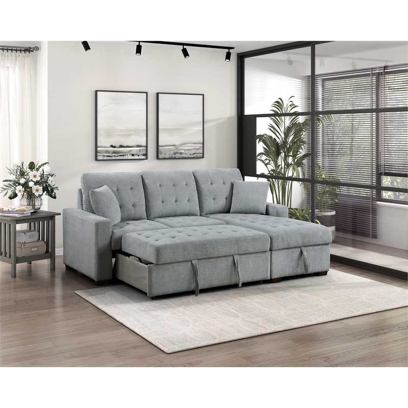 Lexicon Waitsfield Velvet 2-Piece Sectional with Right Chaise in Gray