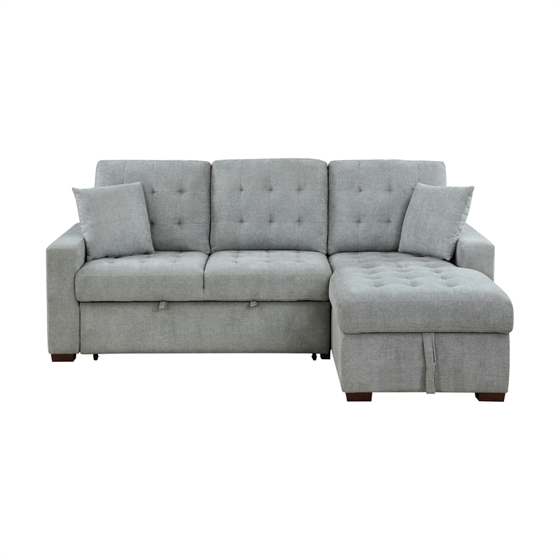 Lexicon Waitsfield Velvet 2-Piece Sectional with Right Chaise in Gray
