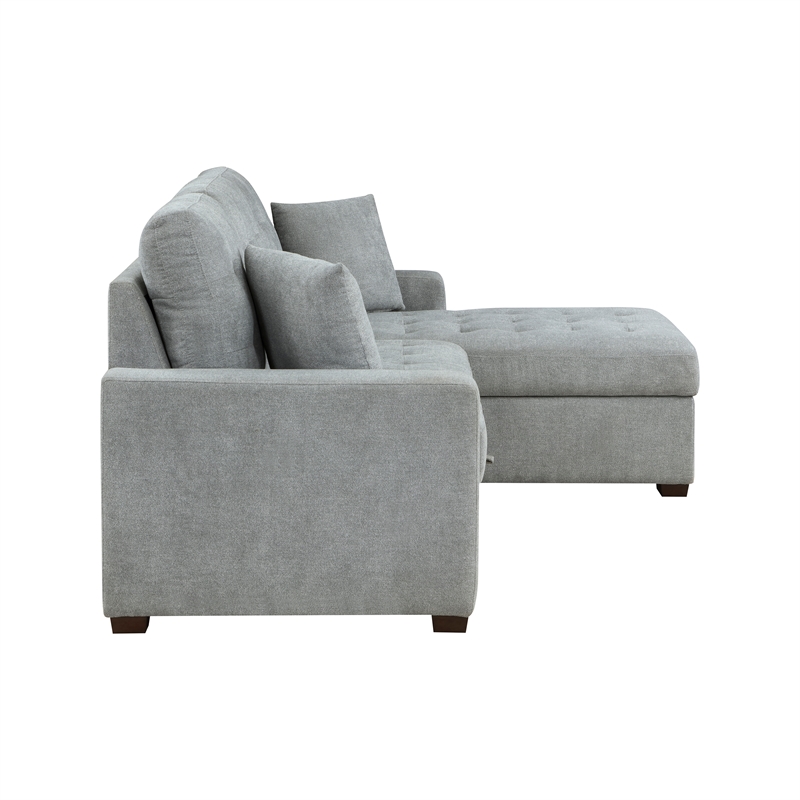 Lexicon Waitsfield Velvet 2-Piece Sectional with Right Chaise in Gray