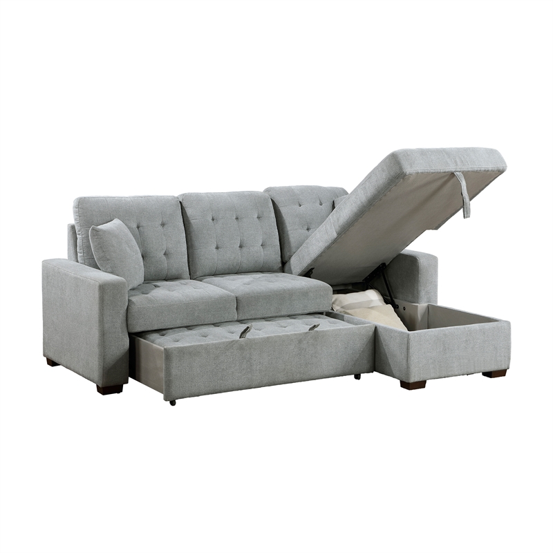 Lexicon Waitsfield Velvet 2-Piece Sectional with Right Chaise in Gray
