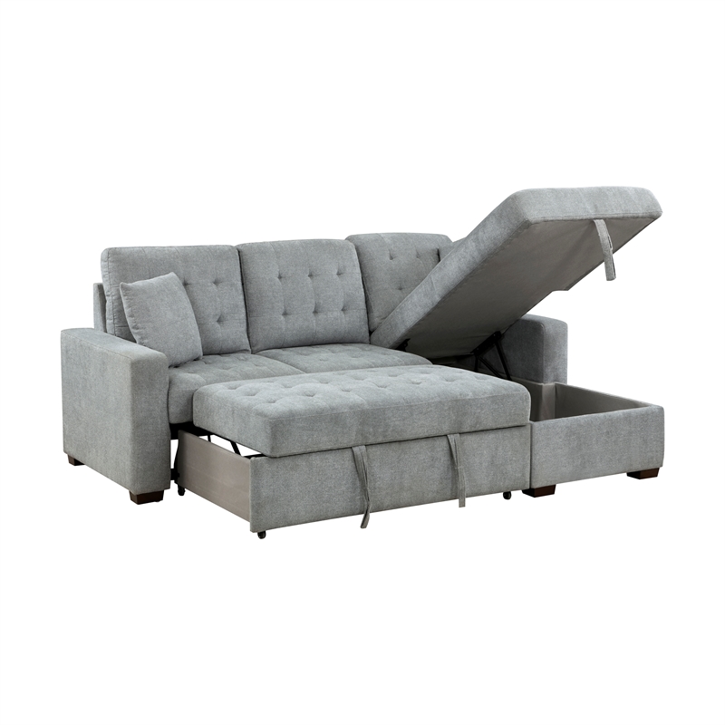 Lexicon Waitsfield Velvet 2-Piece Sectional with Right Chaise in Gray