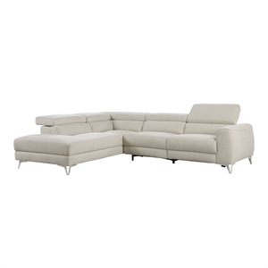 Lexicon Bienvenue Textured Fabric 2-Piece Power Reclining Sectional in Beige