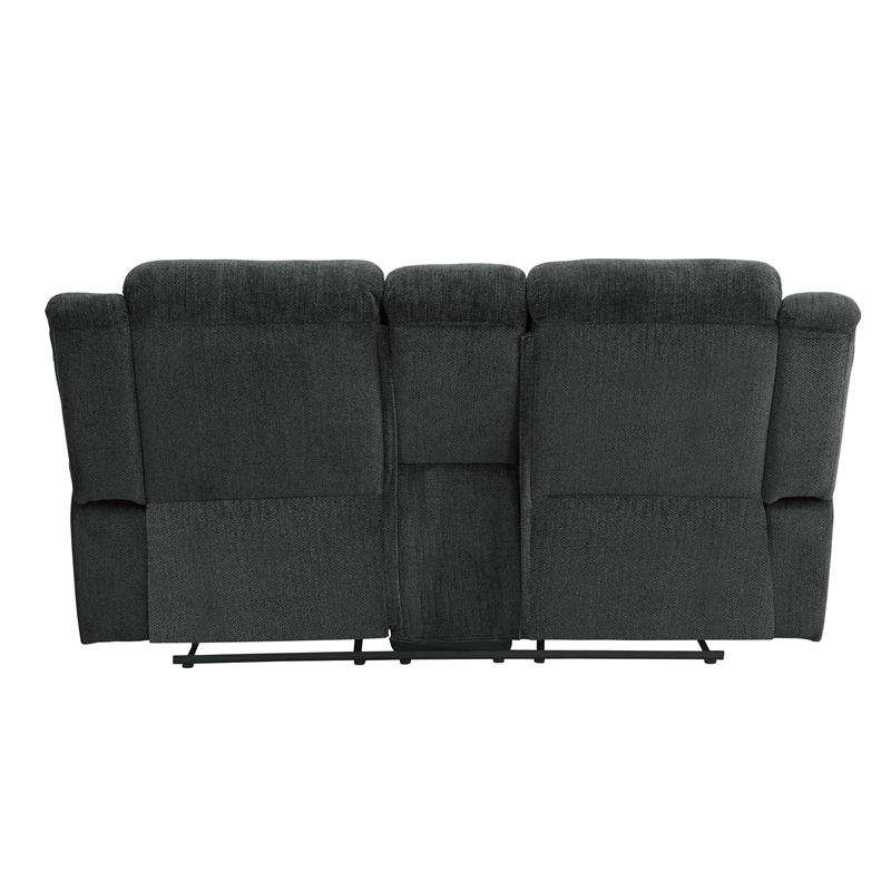 Lexicon Nutmeg Chenille Upholstered Double Reclining Loveseat in Charcoal Gray