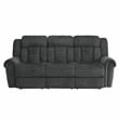 Lexicon Nutmeg Chenille Upholstered Double Reclining Sofa in Charcoal Gray