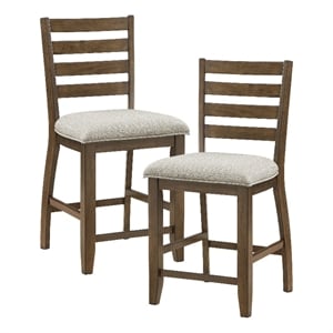 Lexicon Tigard Wood and Fabric Counter Height Chair in Cherry (Set of 2)