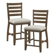 Lexicon Tigard Wood and Fabric Counter Height Chair in Cherry (Set of 2)