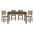 Lexicon Tigard 5-Piece Wood and Fabric Counter Height Dining Set in Cherry