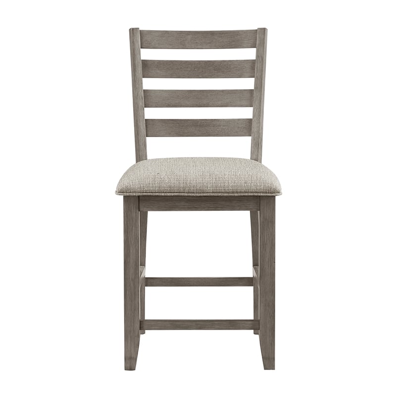 Lexicon Tigard Wood and Fabric Counter Height Chair in Gray (Set of 2)