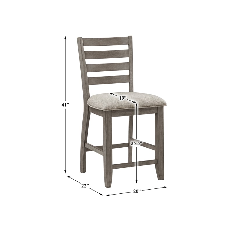 Lexicon Tigard Wood and Fabric Counter Height Chair in Gray (Set of 2)