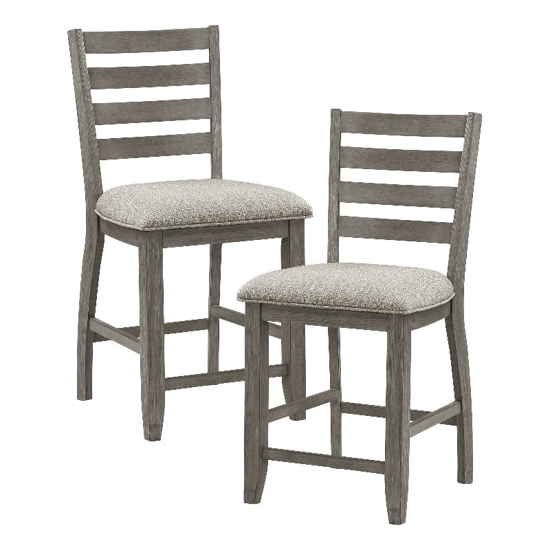 Lexicon Tigard Wood and Fabric Counter Height Chair in Gray (Set of 2)