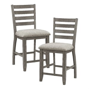 Lexicon Tigard Wood and Fabric Counter Height Chair in Gray (Set of 2)