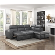 Lexicon Barre 2-Piece Faux Leather Sectional with Pull-Out Bed in Gray
