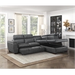 Lexicon Barre 2-Piece Faux Leather Sectional with Pull-Out Bed in Gray