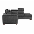 Lexicon Barre 2-Piece Faux Leather Sectional with Pull-Out Bed in Gray