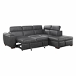 Lexicon Barre 2-Piece Faux Leather Sectional with Pull-Out Bed in Gray