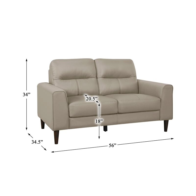 Lexicon Lewes 2-Piece Leather Match Sofa Set in Latte