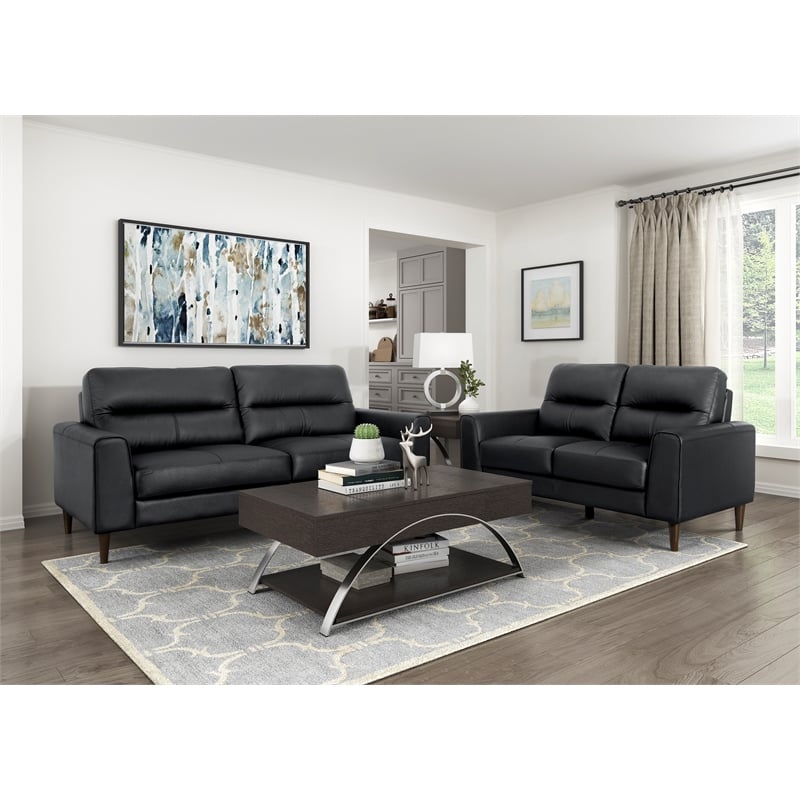 Lexicon Lewes Leather Match Sofa in Black